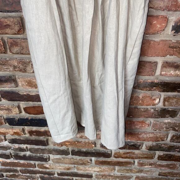 Molly Tan Linen Sleeveless Lace V-Neck Mini Dress Women's Size 8 - Picture 4 of 6